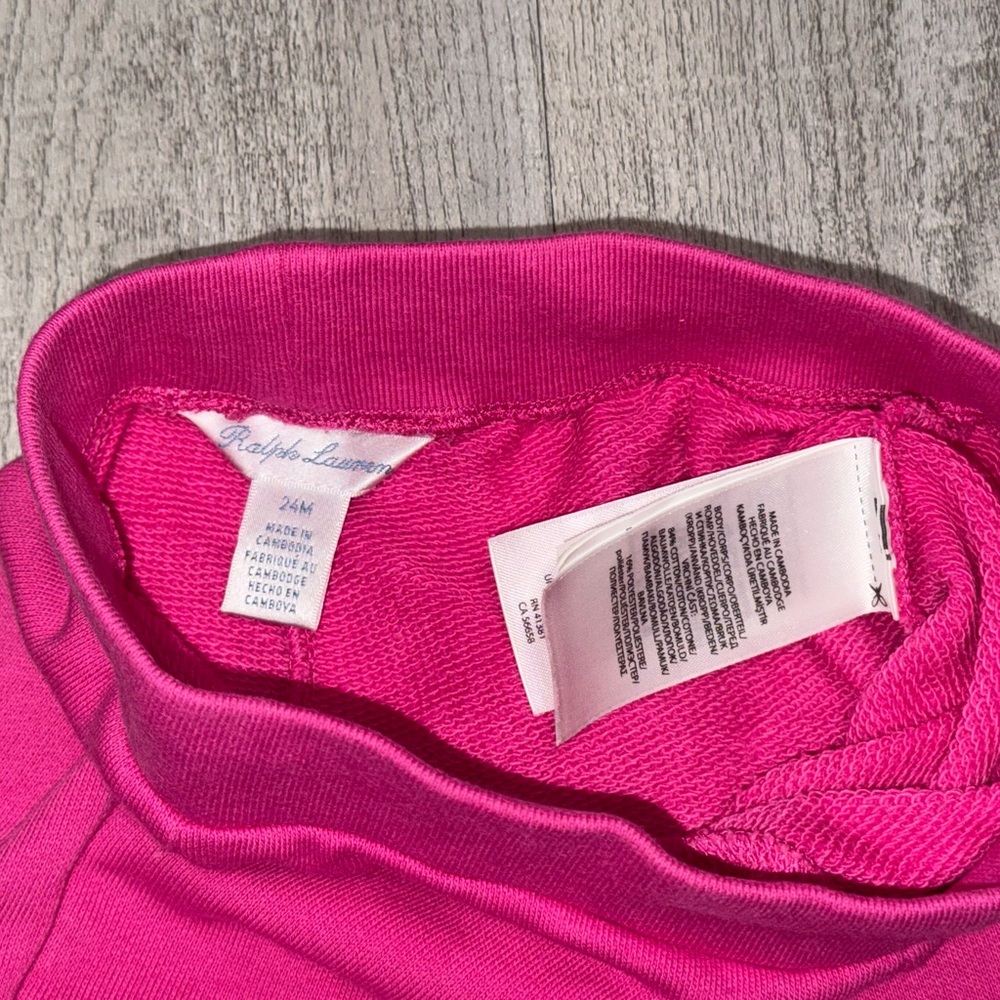 Ralph Lauren Baby Girl Pink Hoodie Set Peplum Zip Jacket & Pants 24M - Picture 4 of 12